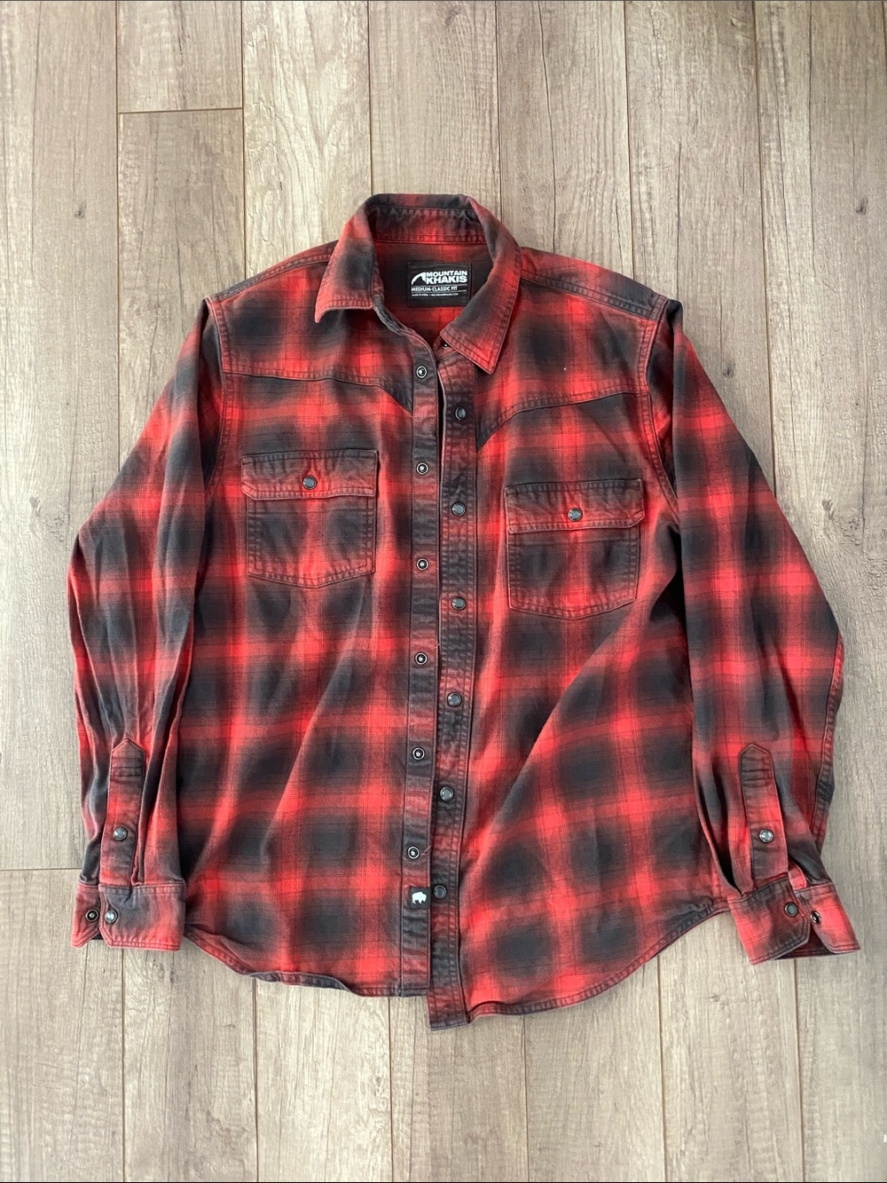Mountain Khakis Red and Black Plaid Button-Down Flannel Shirt